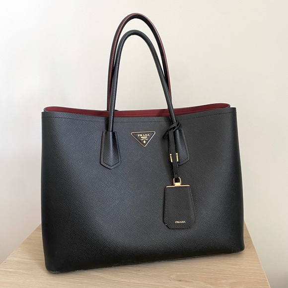 Prada Handbags - PRADA Saffiano Leather Double Tote Bag